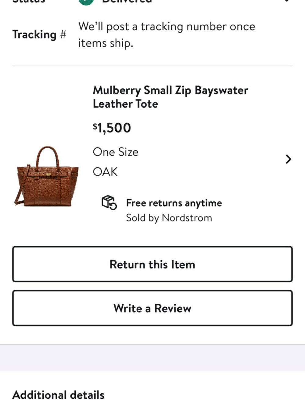 Mulberry Brown Small Bayswater Tote with Gold Hardware - Picture 2 of 11